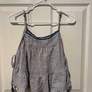 Aerie Blue and Gray Textured Knit Top